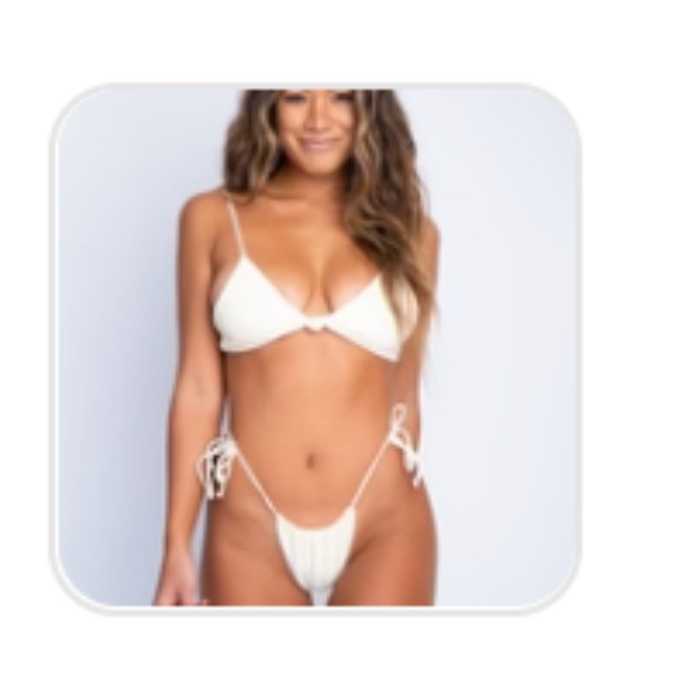 Skatie Sarah Top/ Kristen Bottoms - Ivory Ribbed × 1